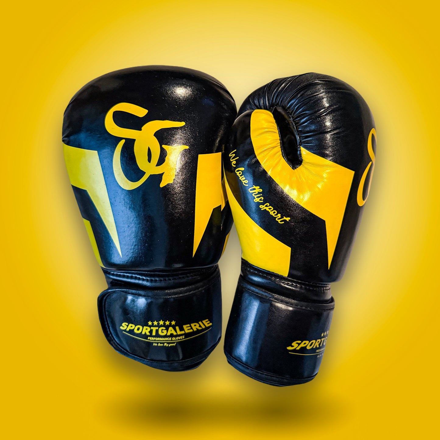 Sport Galerie Boxhandschuhe für Kampfsport Grün Schwarz/Gelb Schwarz